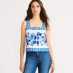 Women's Poplin Square Neck Tank Top