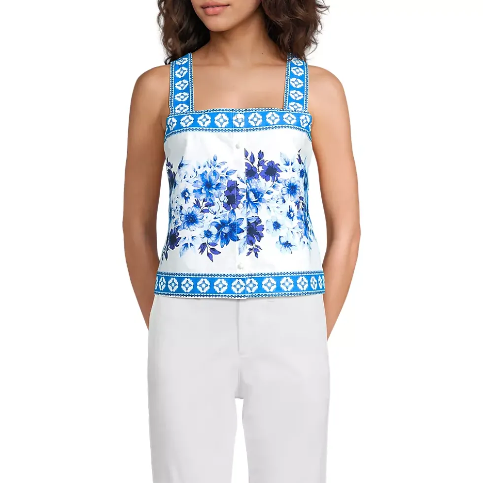 Women's Poplin Square Neck Tank Top