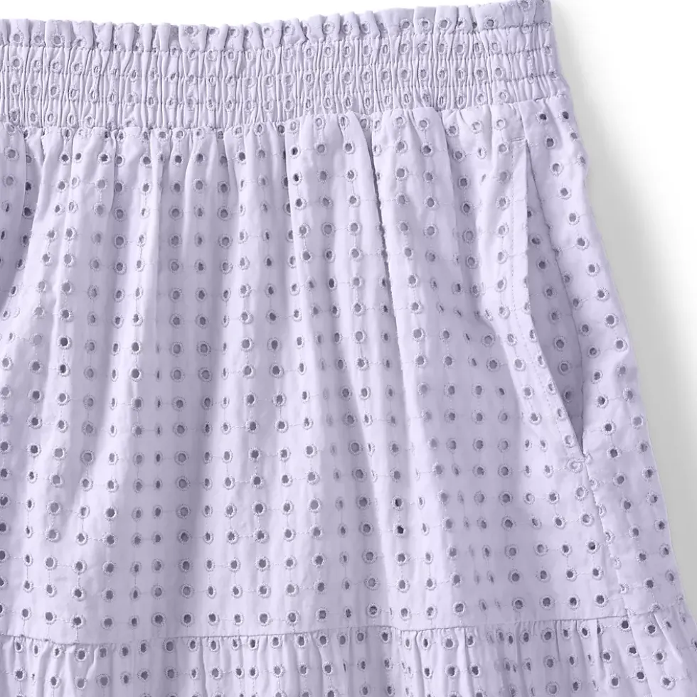 Women's Poplin Tiered Eyelet Midi Skirt