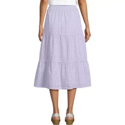 Women's Poplin Tiered Eyelet Midi Skirt
