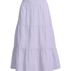 Women's Poplin Tiered Eyelet Midi Skirt
