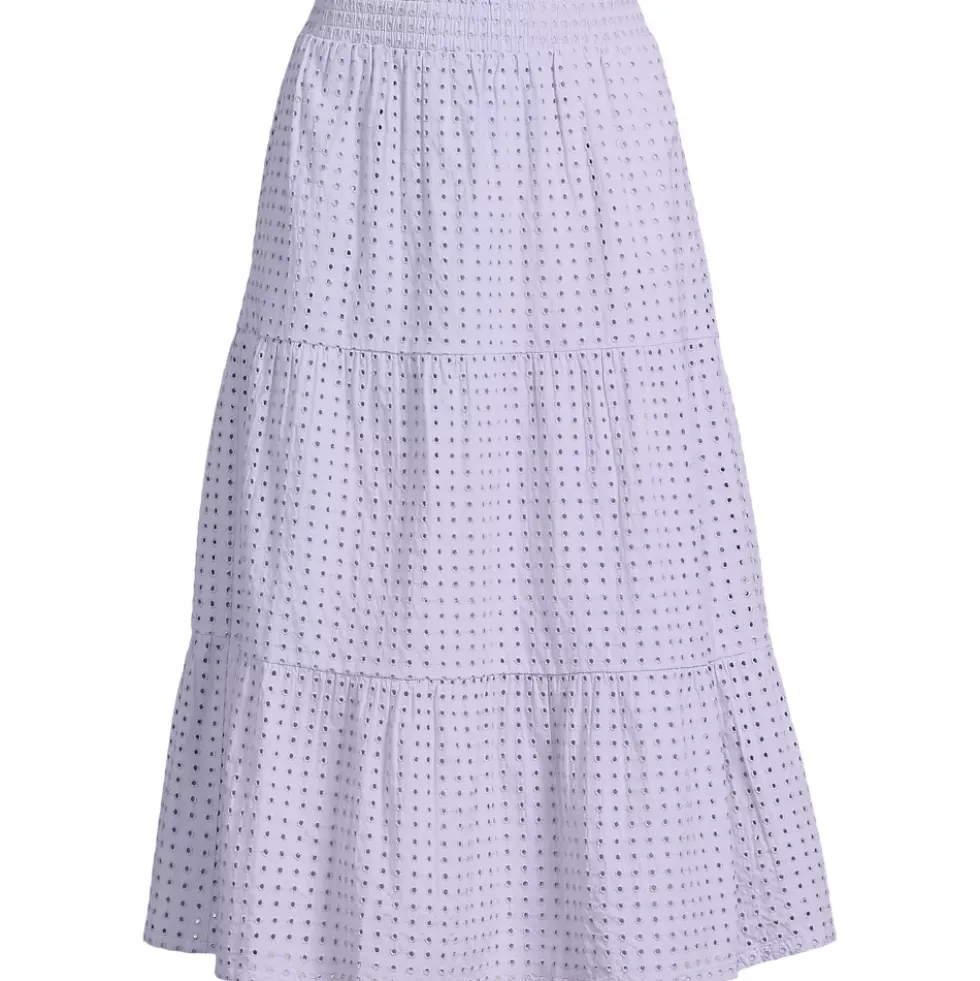 Women's Poplin Tiered Eyelet Midi Skirt