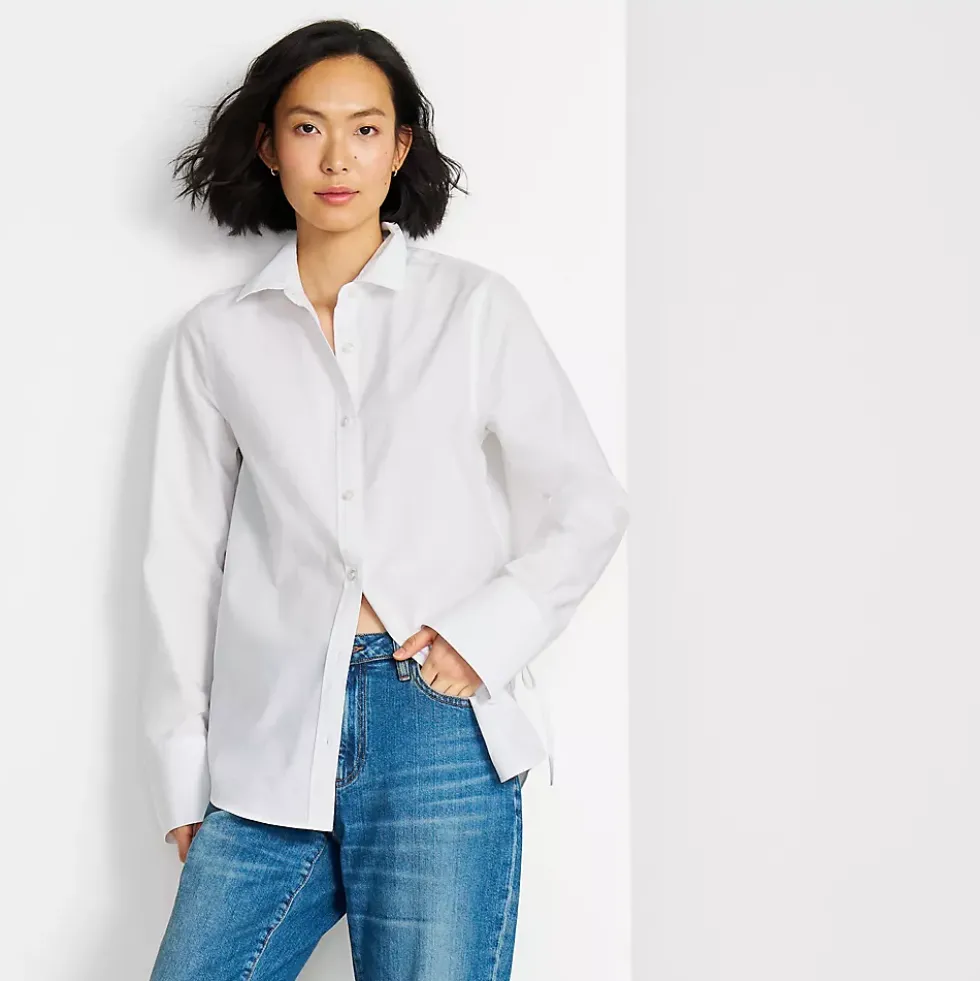 Women's Poplin Tie Sleeve Shirt