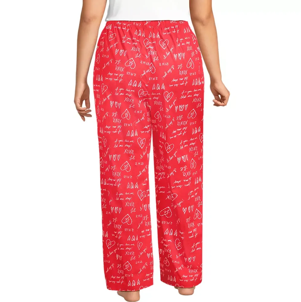 Women's Poplin Wide Leg Sleep Pants