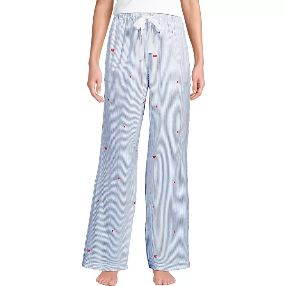 Women's Poplin Wide Leg Sleep Pants