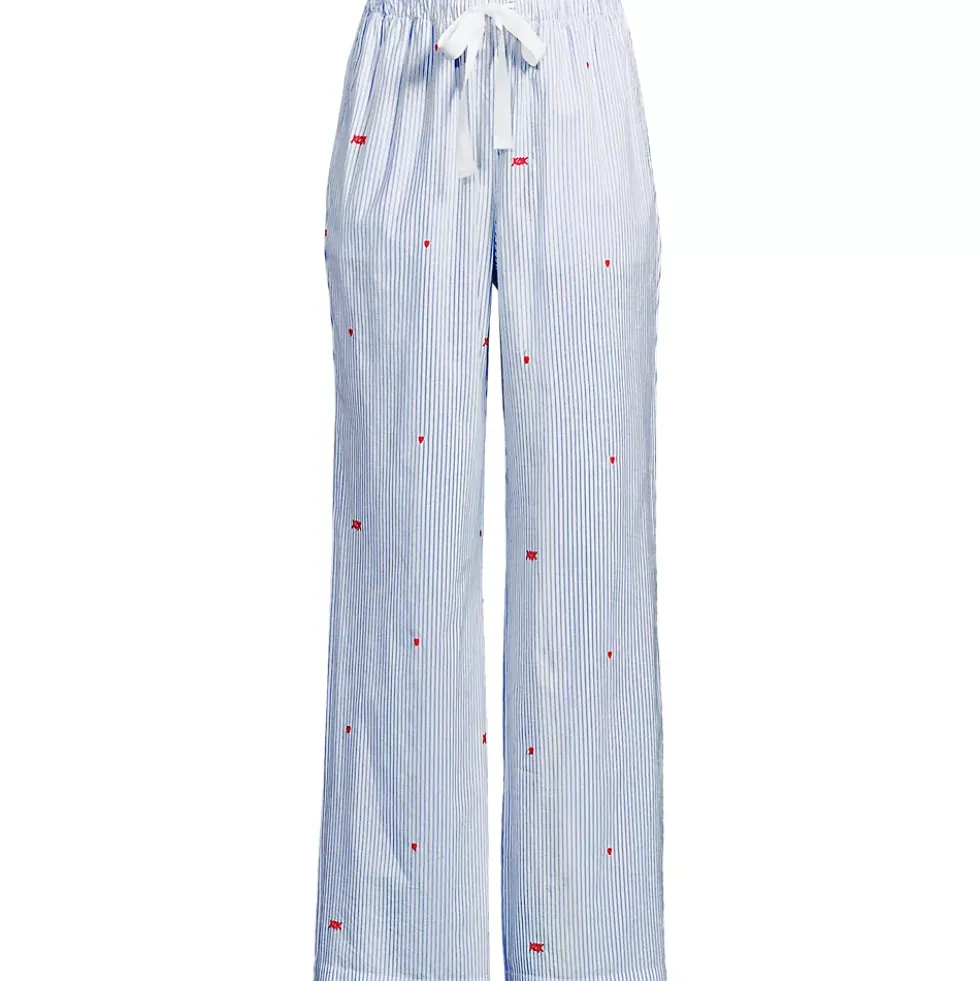 Women's Poplin Wide Leg Sleep Pants