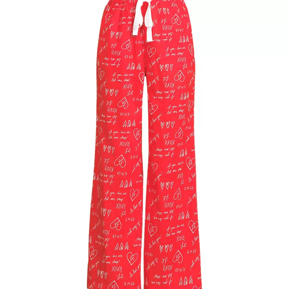 Women's Poplin Wide Leg Sleep Pants