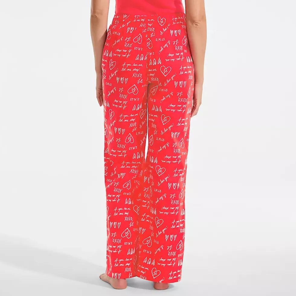 Women's Poplin Wide Leg Sleep Pants