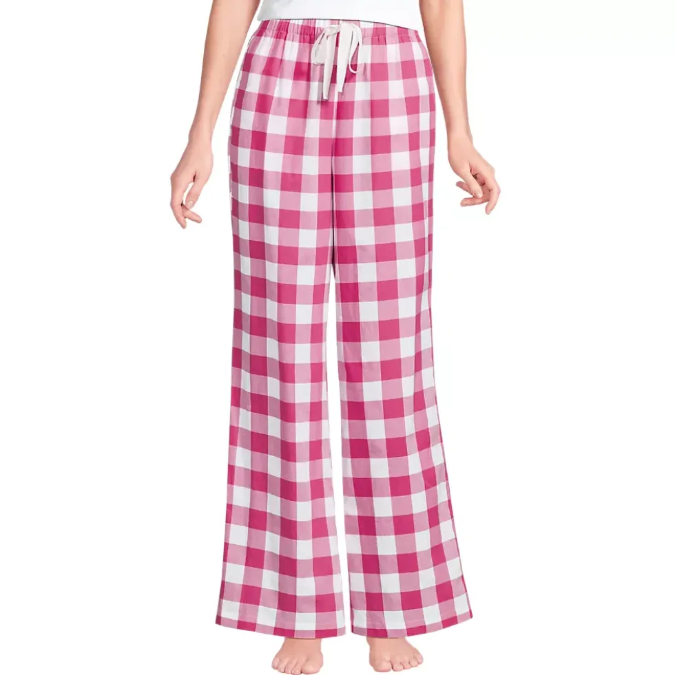Women's Poplin Wide Leg Sleep Pants