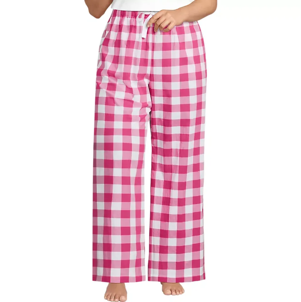 Women's Poplin Wide Leg Sleep Pants