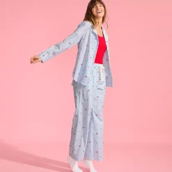 Women's Poplin Wide Leg Sleep Pants