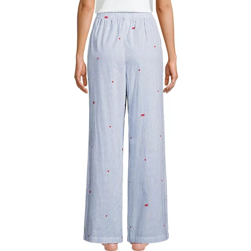 Women's Poplin Wide Leg Sleep Pants