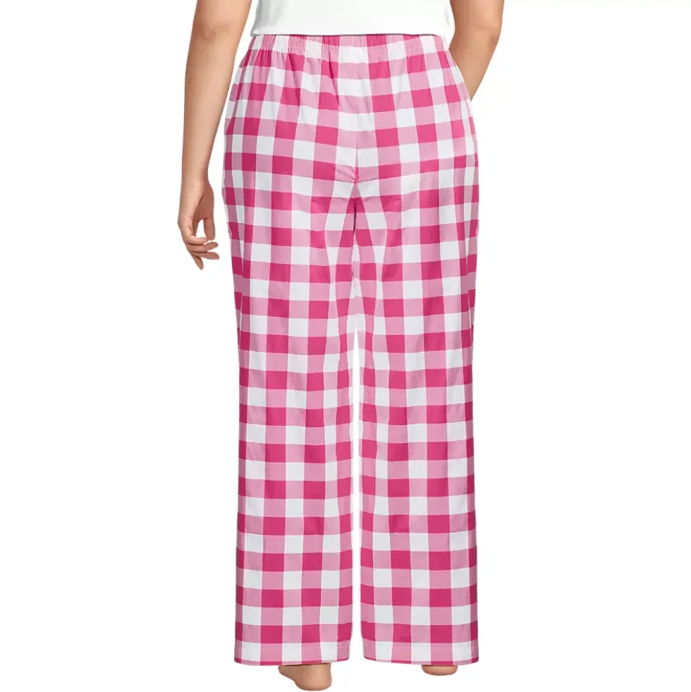 Women's Poplin Wide Leg Sleep Pants