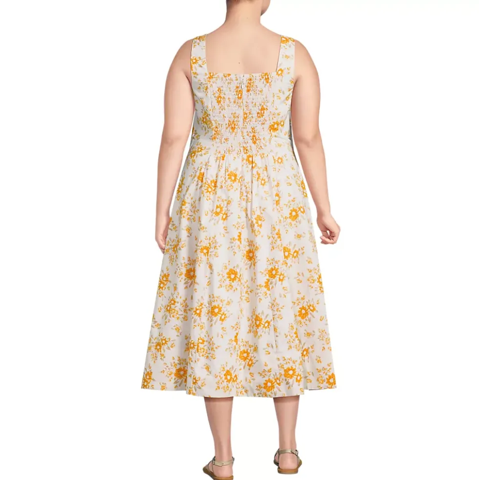 Women's Princess Seamed Cotton Poplin Midi Dress