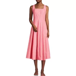 Women's Princess Seamed Cotton Poplin Midi Dress
