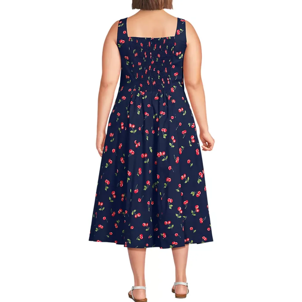Women's Princess Seamed Cotton Poplin Midi Dress