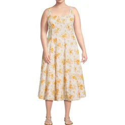 Women's Princess Seamed Cotton Poplin Midi Dress