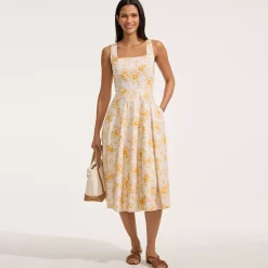 Women's Princess Seamed Cotton Poplin Midi Dress