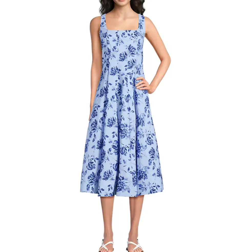 Women's Princess Seamed Cotton Poplin Midi Dress