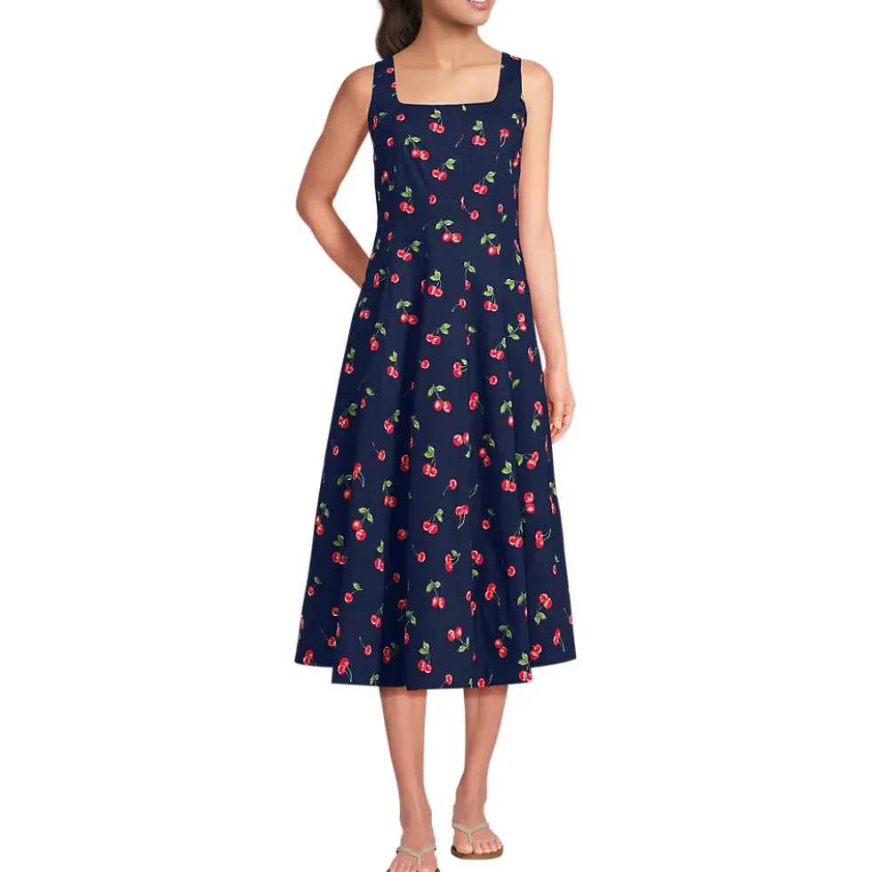 Women's Princess Seamed Cotton Poplin Midi Dress