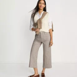 Women's Printed Twill High Rise 5 Pocket Wide Leg Crop Pants