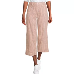 Women's Printed Twill High Rise 5 Pocket Wide Leg Crop Pants