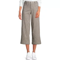 Women's Printed Twill High Rise 5 Pocket Wide Leg Crop Pants