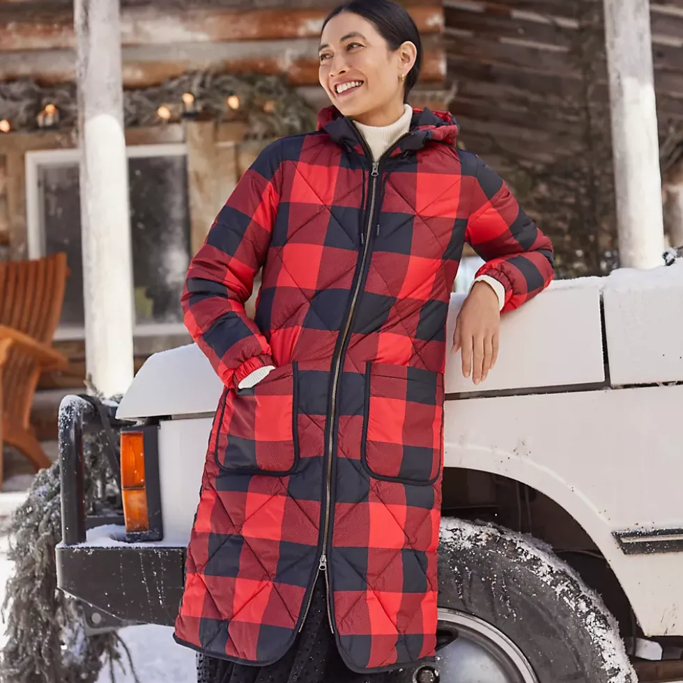 Women's Print FeatherFree Insulated Diamond Quilted Maxi Coat