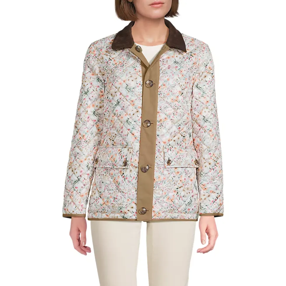 Women's Print Reversible Barn Quilted Insulated Jacket