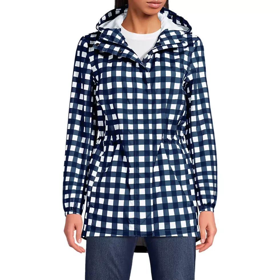 Women's Print Waterproof Hooded Packable Raincoat