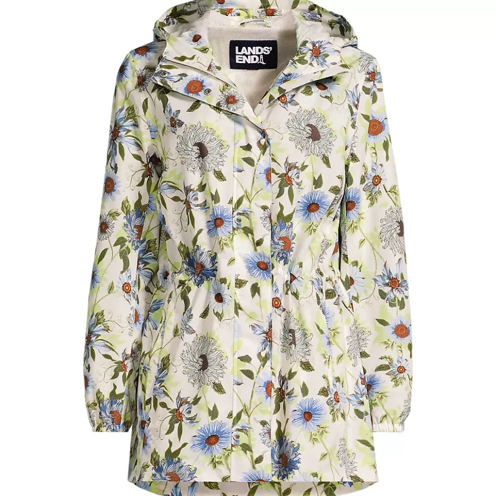 Women's Print Waterproof Hooded Packable Raincoat