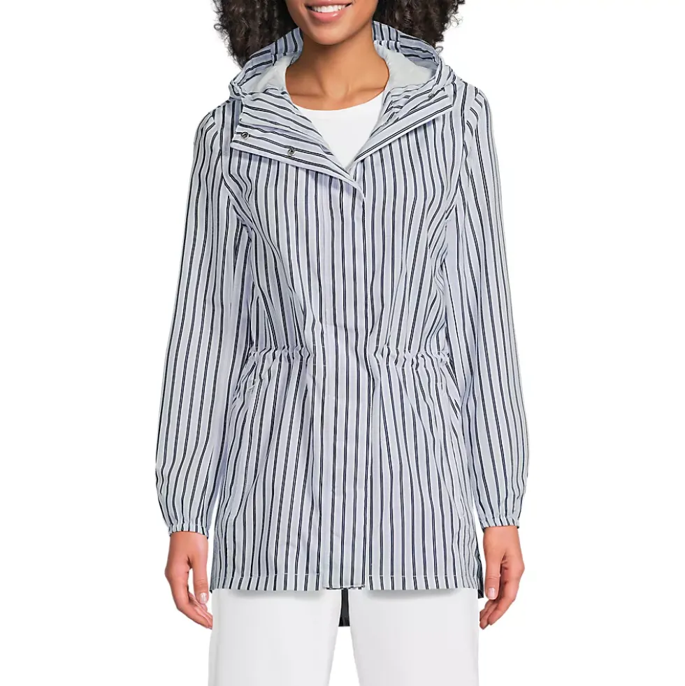 Women's Print Waterproof Hooded Packable Raincoat