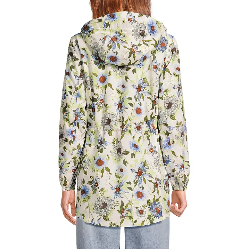 Women's Print Waterproof Hooded Packable Raincoat