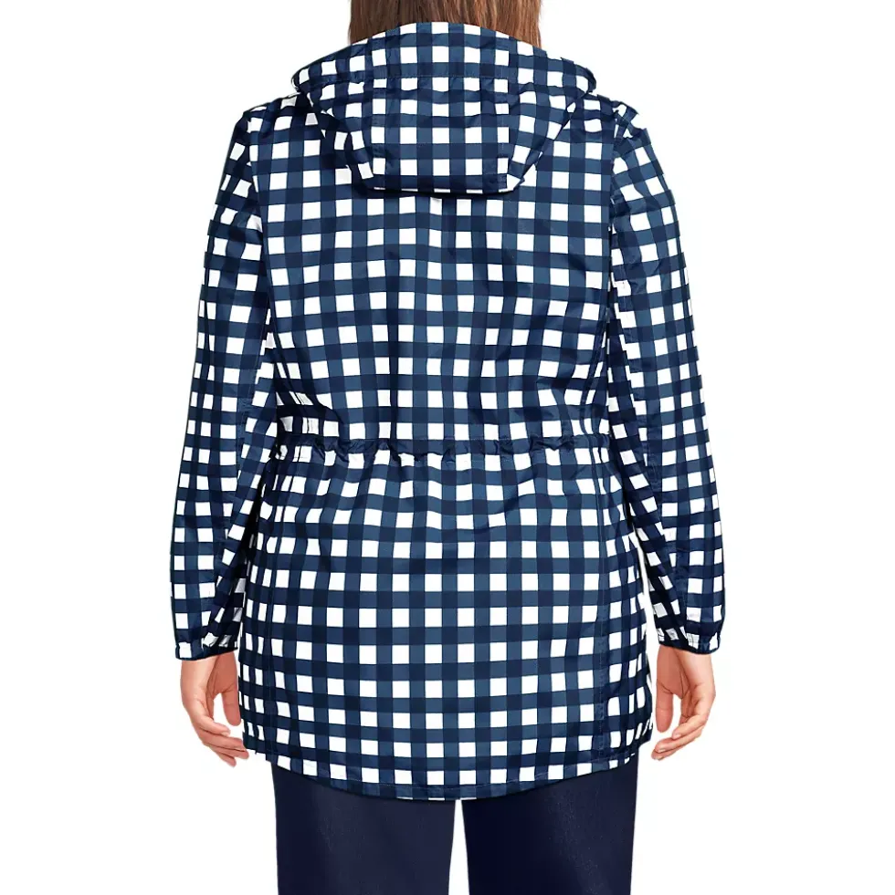 Women's Print Waterproof Hooded Packable Raincoat