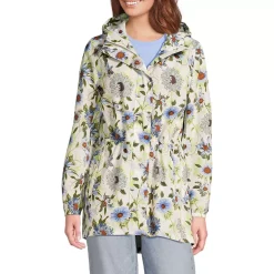 Women's Print Waterproof Hooded Packable Raincoat