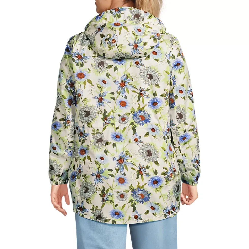 Women's Print Waterproof Hooded Packable Raincoat