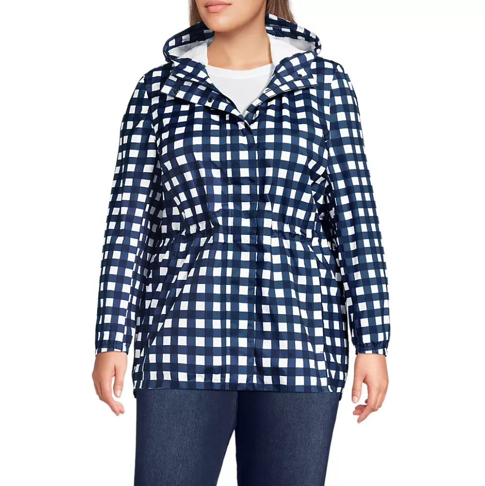 Women's Print Waterproof Hooded Packable Raincoat
