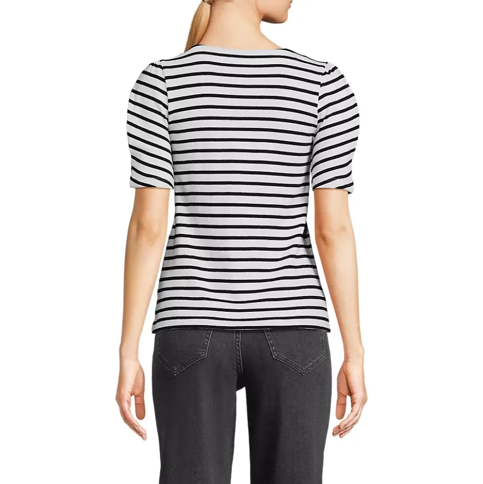 Women's Puff Sleeve Mariner Square Neck Top
