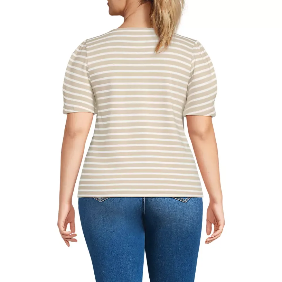 Women's Puff Sleeve Mariner Square Neck Top