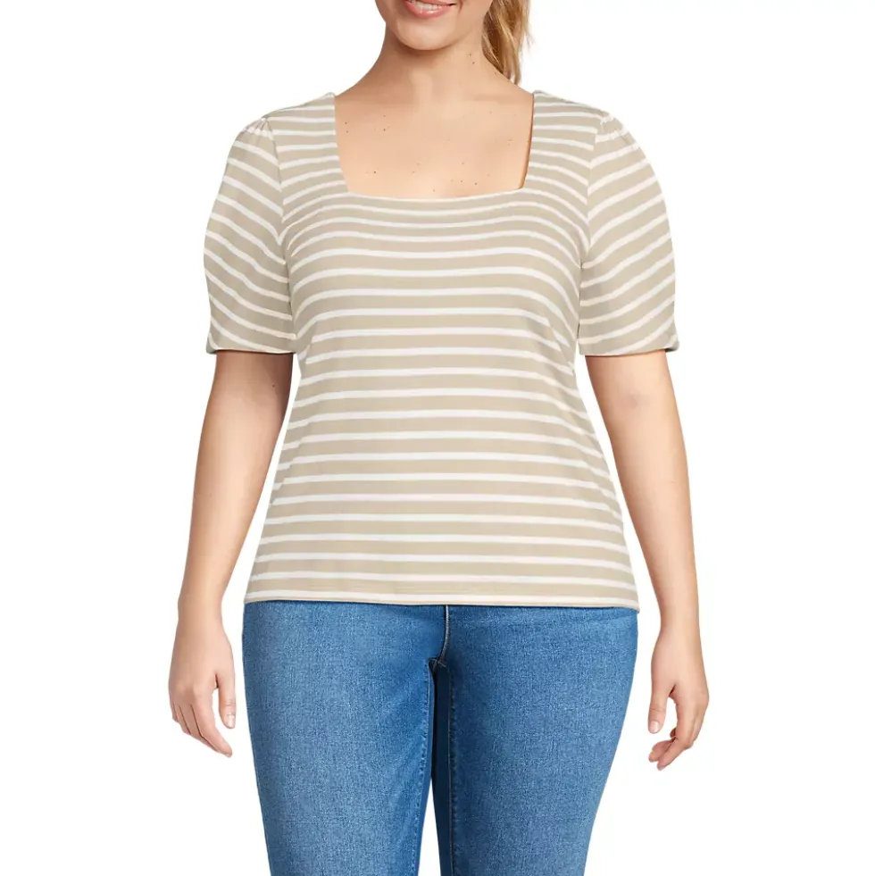 Women's Puff Sleeve Mariner Square Neck Top