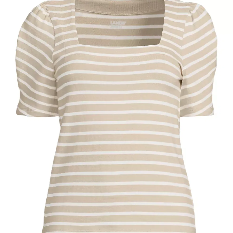 Women's Puff Sleeve Mariner Square Neck Top