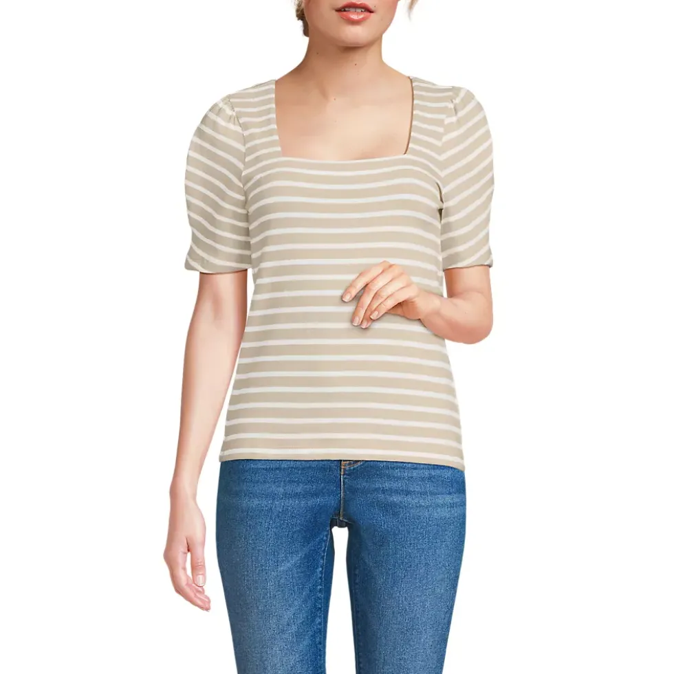 Women's Puff Sleeve Mariner Square Neck Top