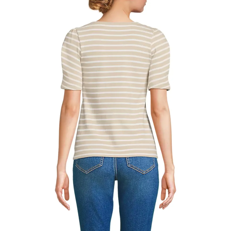 Women's Puff Sleeve Mariner Square Neck Top