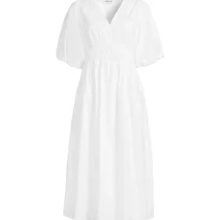 Women's Puff Sleeve Smocked Waist V Neck Dress