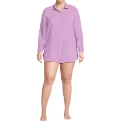 Women's Rayon Rib Button Down Cover-Up