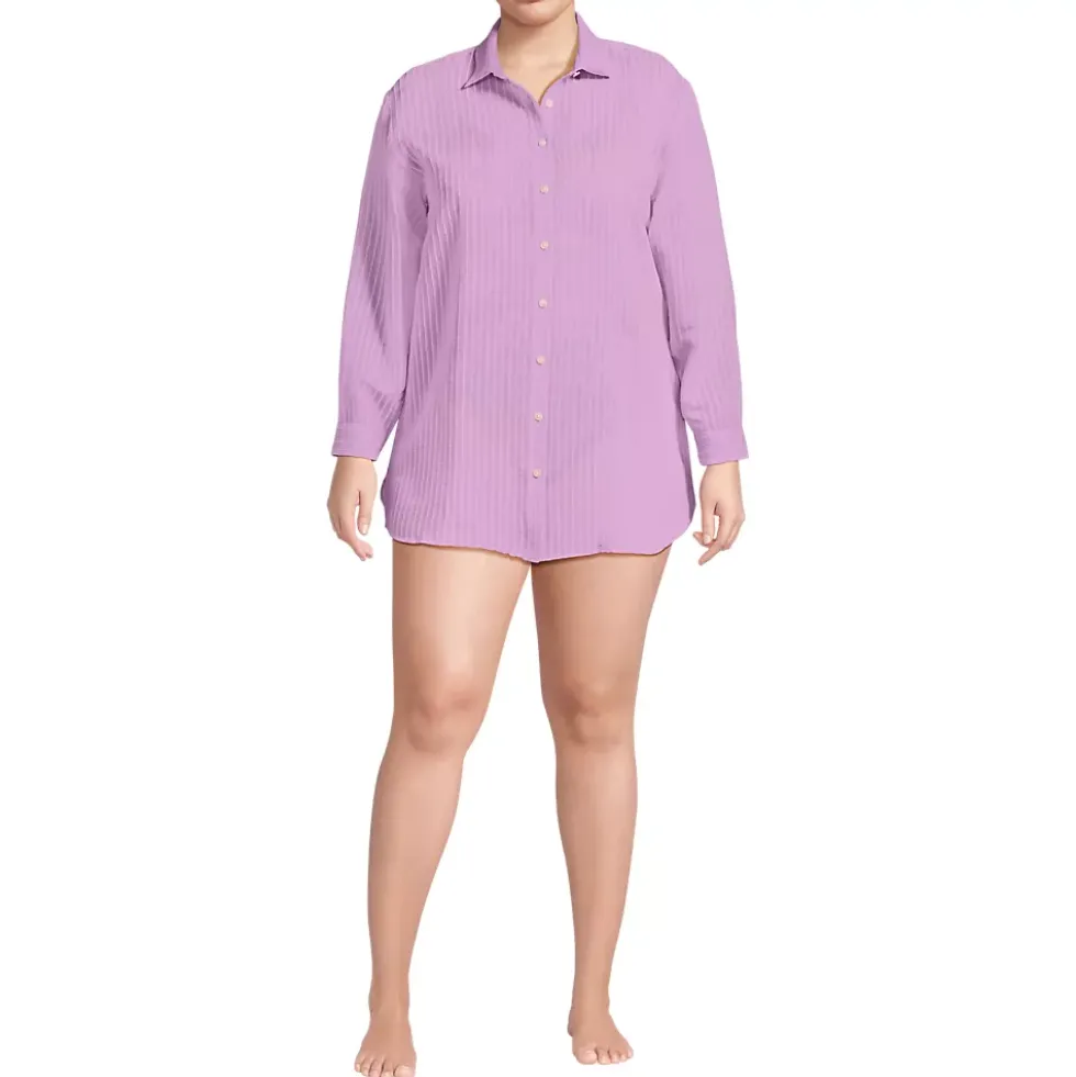 Women's Rayon Rib Button Down Cover-Up
