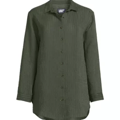 Women's Rayon Rib Button Down Cover-Up