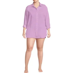 Women's Rayon Rib Button Down Cover-Up