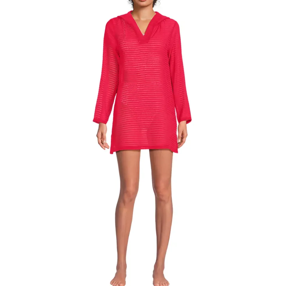 Women's Rayon Rib Hooded Mini Cover-up Dress