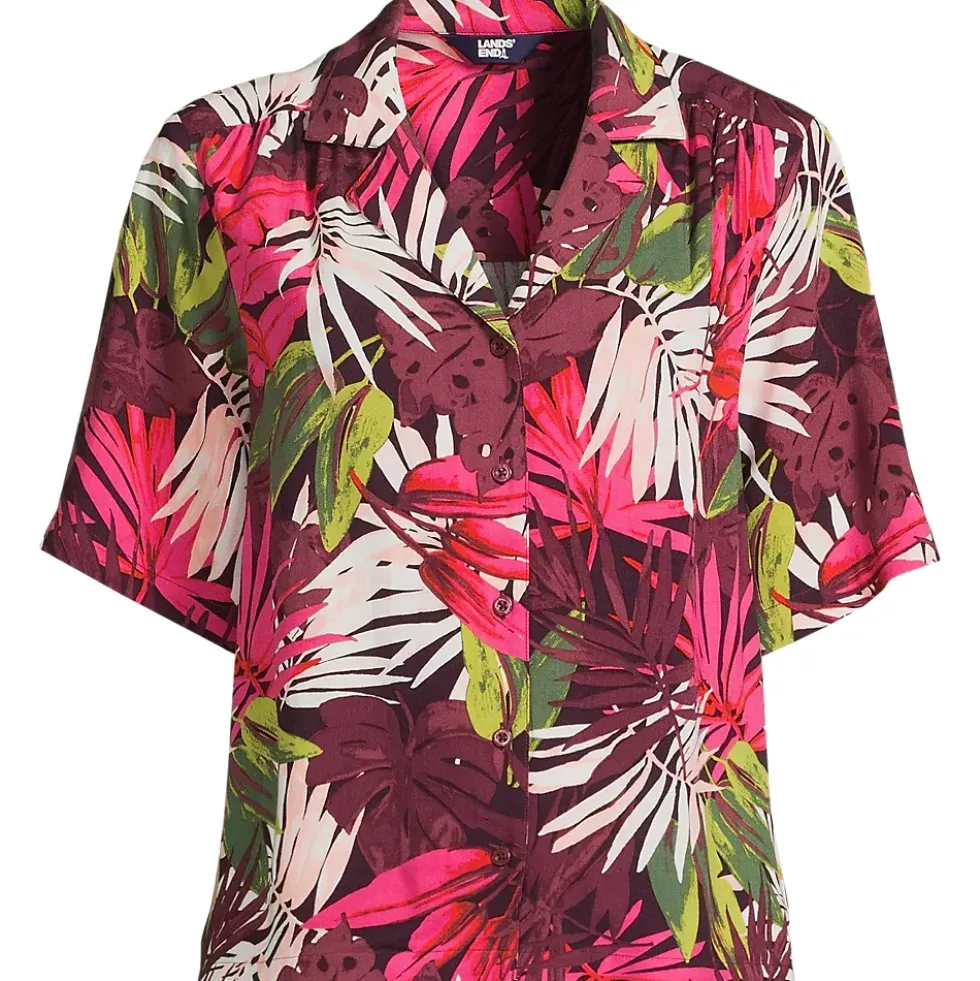 Women's Rayon Short Sleeve Camp Shirt